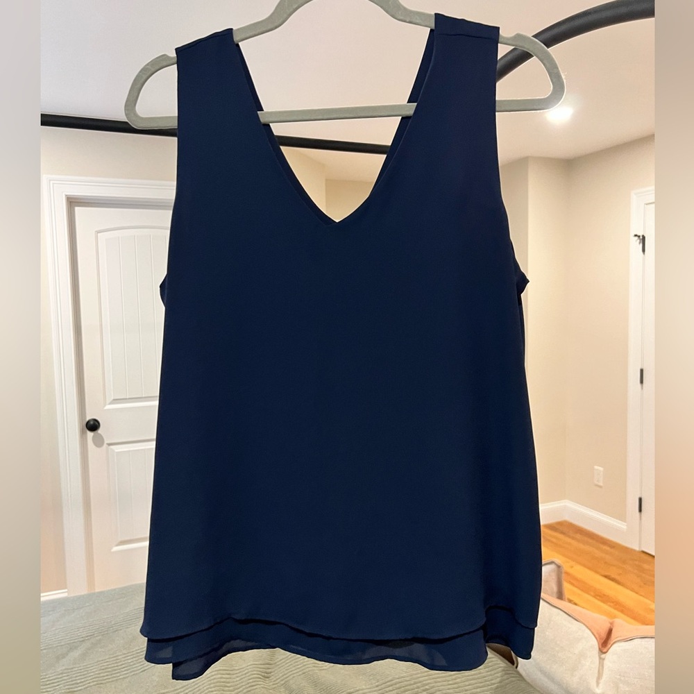 Ann Taylor navy blue v-neck tank top